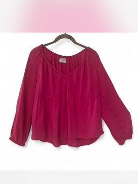 Old Navy Women's Raspberry V-Neck Peasant Blouse